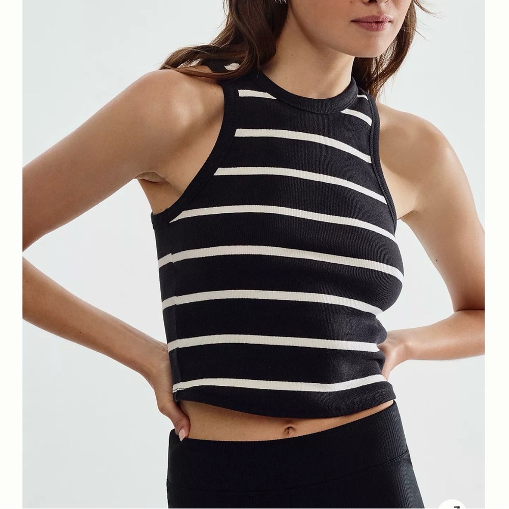 Anthropologie Maeve Black and White Knit racerback tank Top Sz S